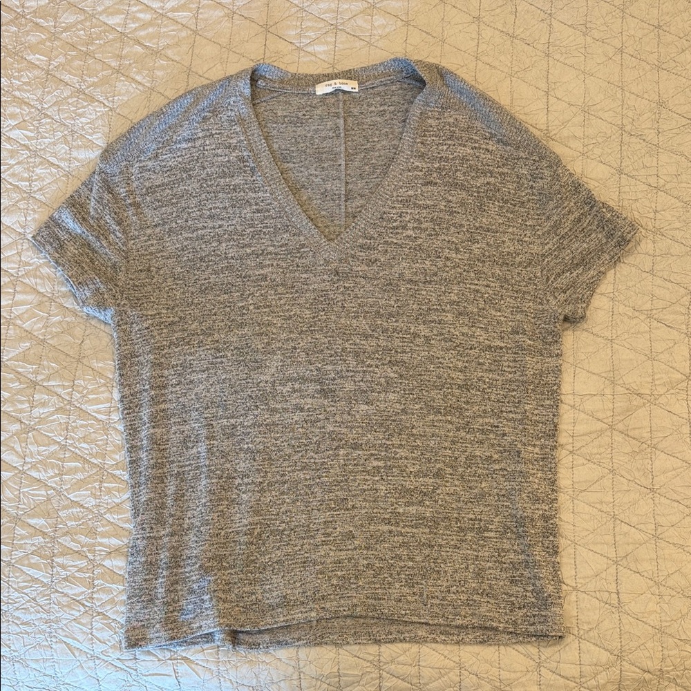 rag & bone Light Gray V-Neck Short Sleeve Tee